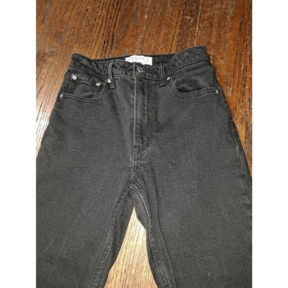 00 24" Abercrombie &  Fitch Skinny High Waist Rise Curve Love Black Denim Jeans - Picture 2 of 3
